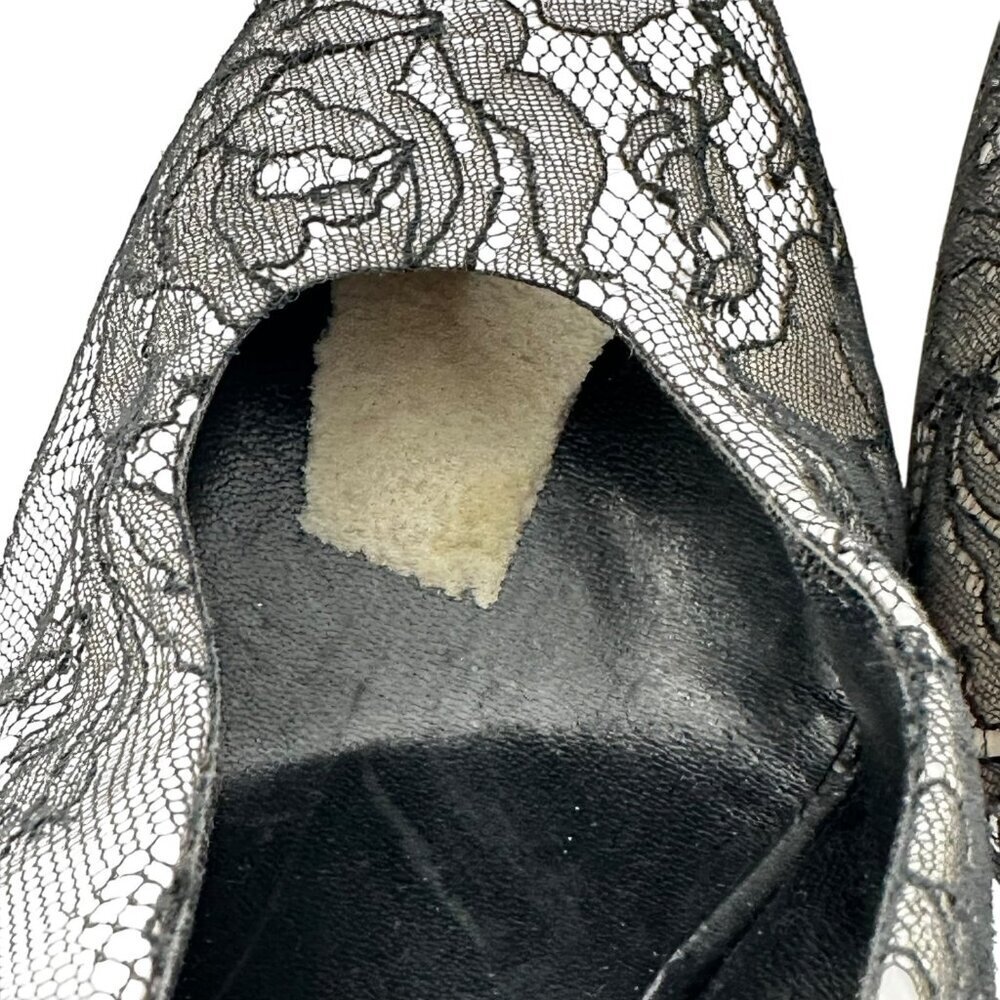 Vintage YSL Black Lace Slingback Pumps Size 7.5 Yves St Laurent - Picture 9 of 12